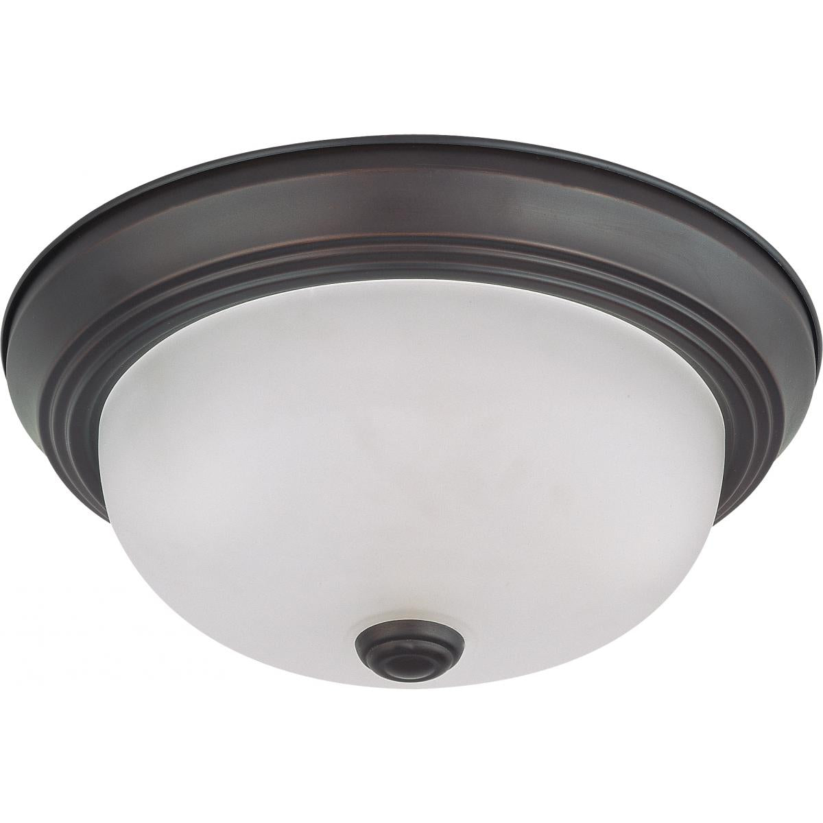 2 Light 11" Flush Mount with Frosted White Glass - Color retail packaging - Satco 60-6010