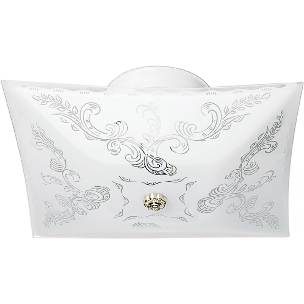 2 Light - 12" - Ceiling Fixture - Square Floral - Color retail packaging - Satco 60-6032