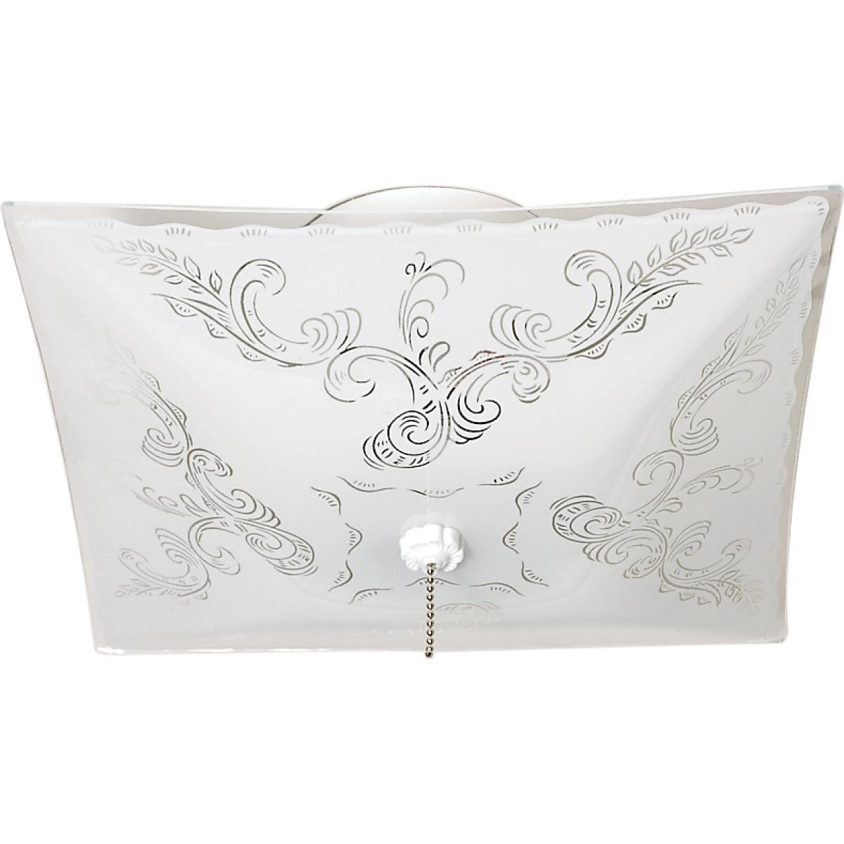 2 Light - 12" - Ceiling Fixture - Square Floral / with Pull Chain - Color retail packaging - Satco 60-6113
