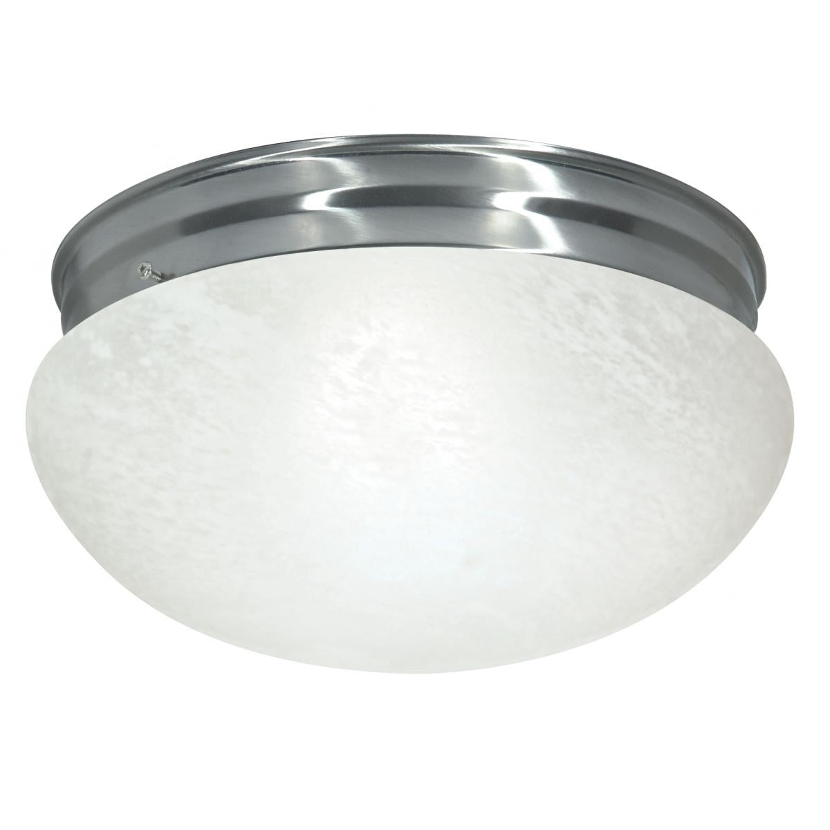 2 Light - 12" Flush with Alabaster Glass - Brushed Nickel Finish - Satco SF76-677