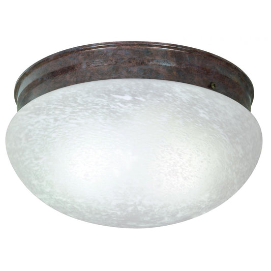 2 Light - 12" Flush with Alabaster Glass - Old Bronze Finish - Satco SF76-676