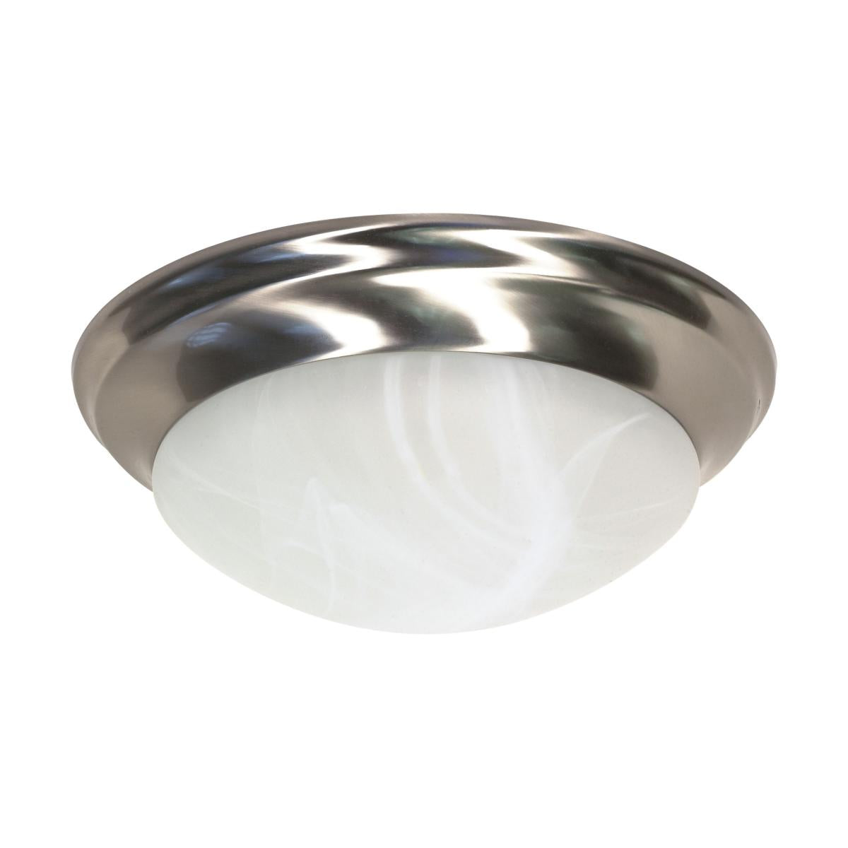 2 Light - 14" Flush with Alabaster Glass - Brushed Nickel Finish - Satco 60-284