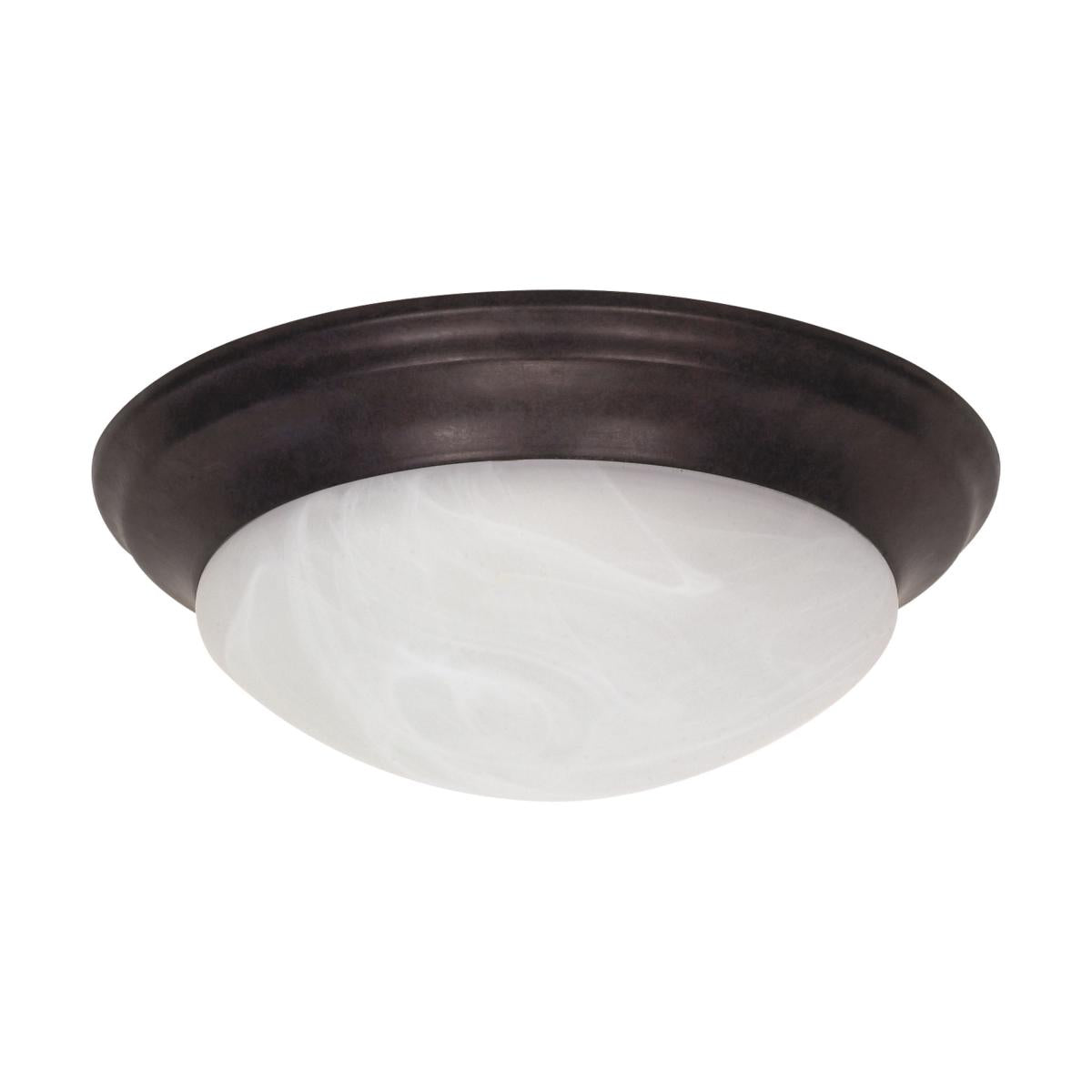 2 Light - 14" Flush with Alabaster Glass - Old Bronze Finish - Satco 60-281