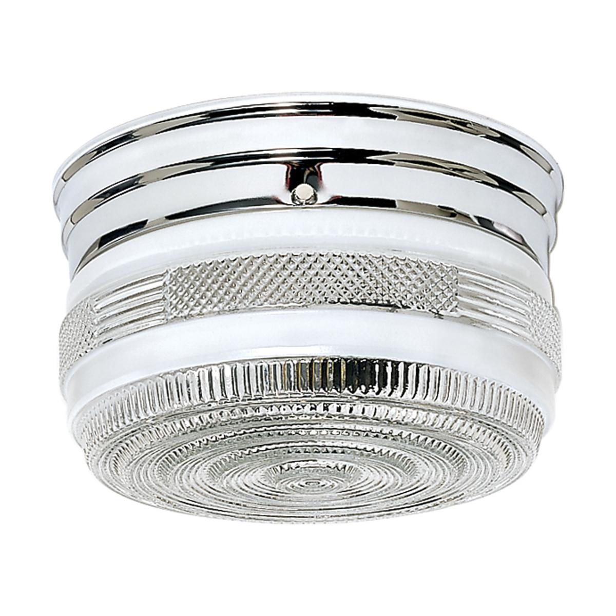 2 Light - 8" - Flush Mount - Medium Crystal / White Drum - Color retail packaging - Satco 60-6027
