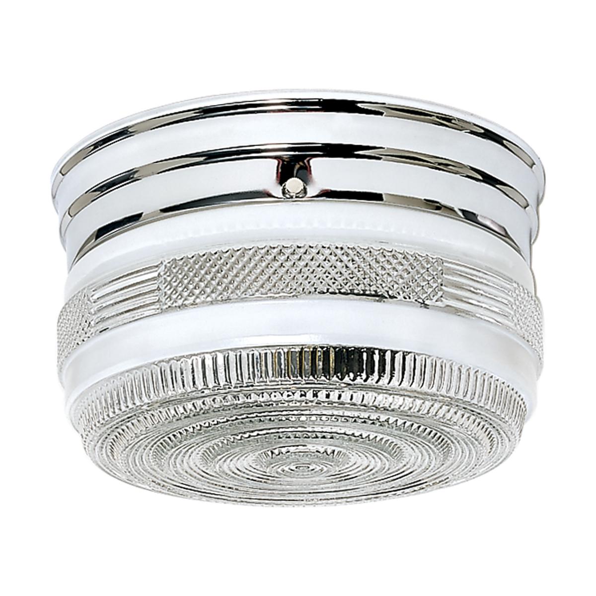 2 Light - 8" Flush with White and Crystal Accent Glass - Polished Chrome Finish - Satco SF77-101