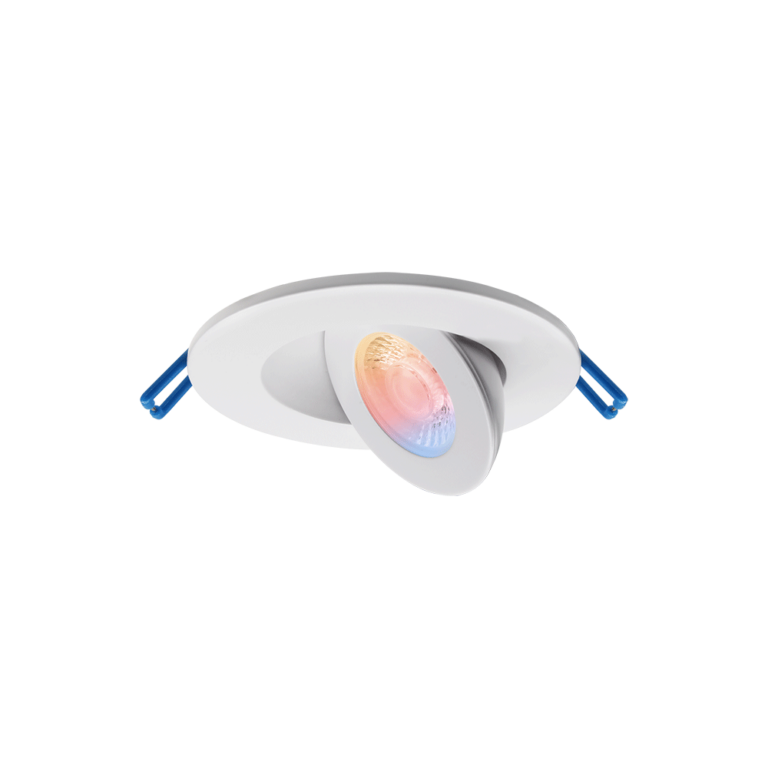 2" Round White Floating Gimbal Recessed LED Ceiling Light - 5 Watt - RGB + Tunable White - Smart WiFi + Bluetooth Control by Lotus LED Lights