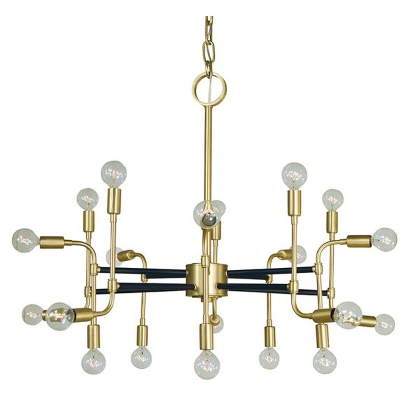 20-Light Satin Brass/Matte Black Fusion Chandelier - 3050 SB/MBLACK by Framburg