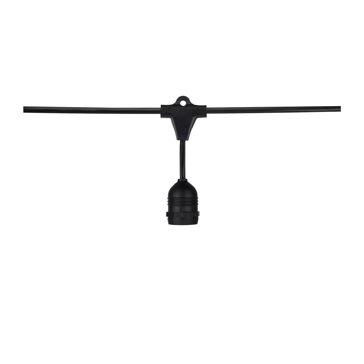 24Ft - LED String Light - 12 Socketed Black Cord and Plug Only - Satco S8039
