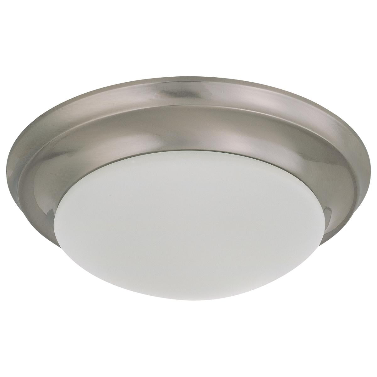 25W - Flush Mount Twist & Lock Fixture - LED - 14 in. - Brushed Nickel Finish - Frosted Glass - Satco 62-688