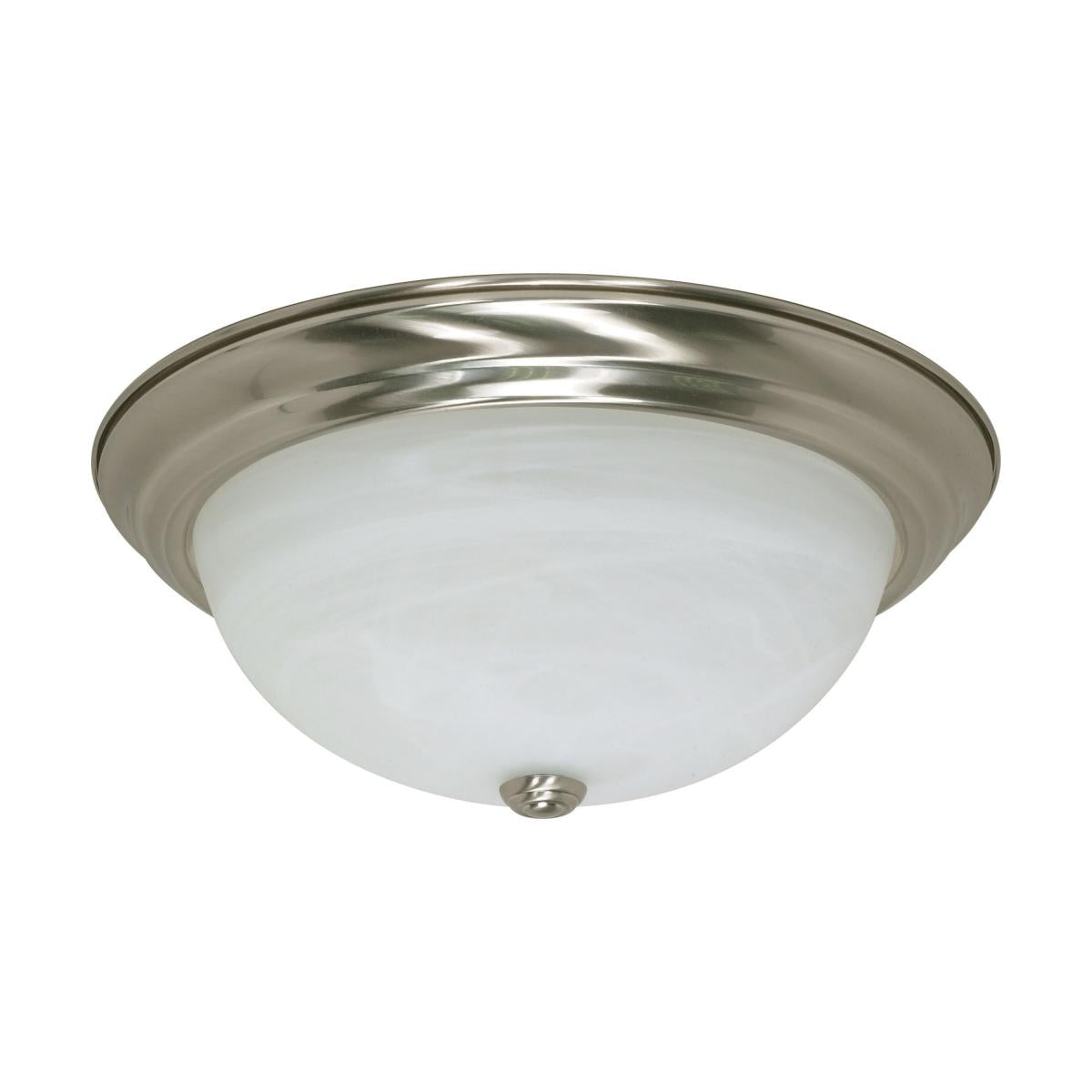 3 Light - 15" Flush with Alabaster Glass - Brushed Nickel Finish