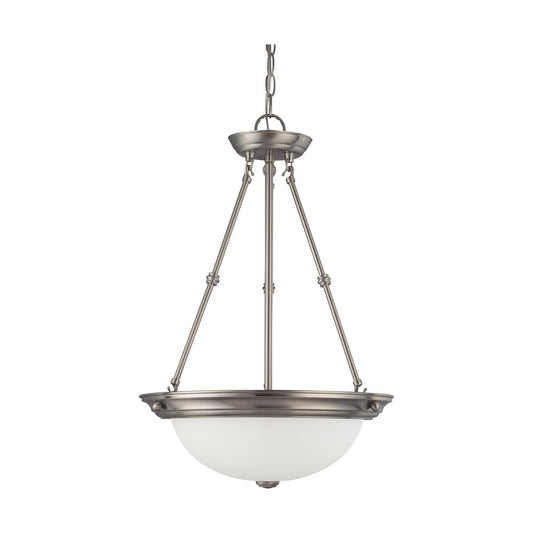 3 Light - 15" Pendant with Frosted White Glass - Brushed Nickel Finish - Satco 60-3247