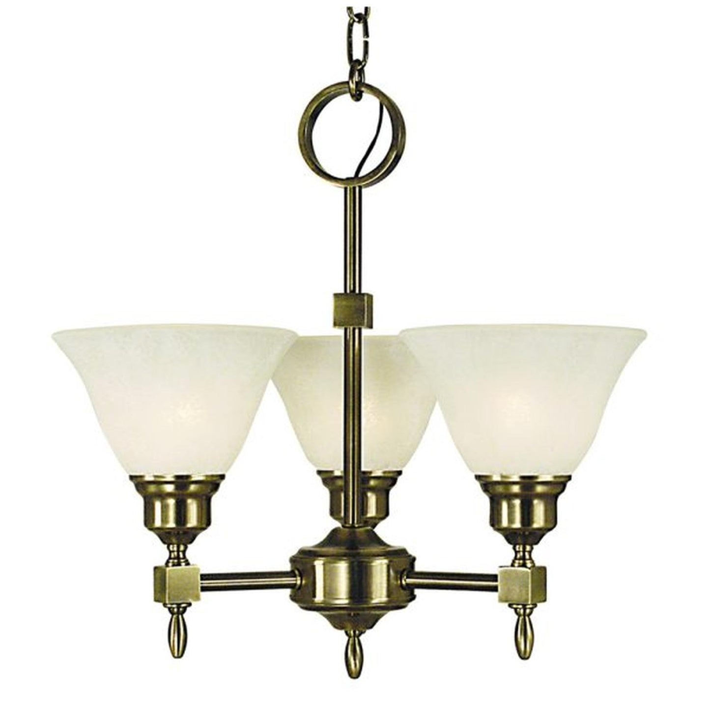 3-Light Antique Brass Taylor Dinette Chandelier - 2438 AB/WH by Framburg
