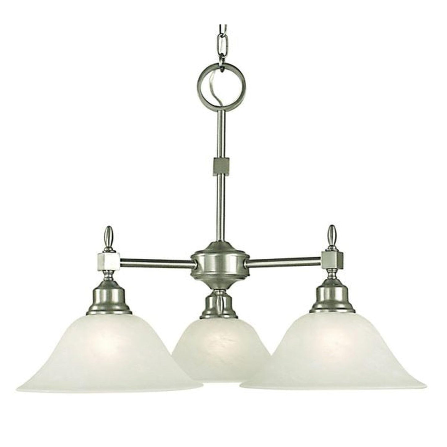 3-Light Brushed Nickel Taylor Dinette Chandelier - 2439 BN/WH by Framburg