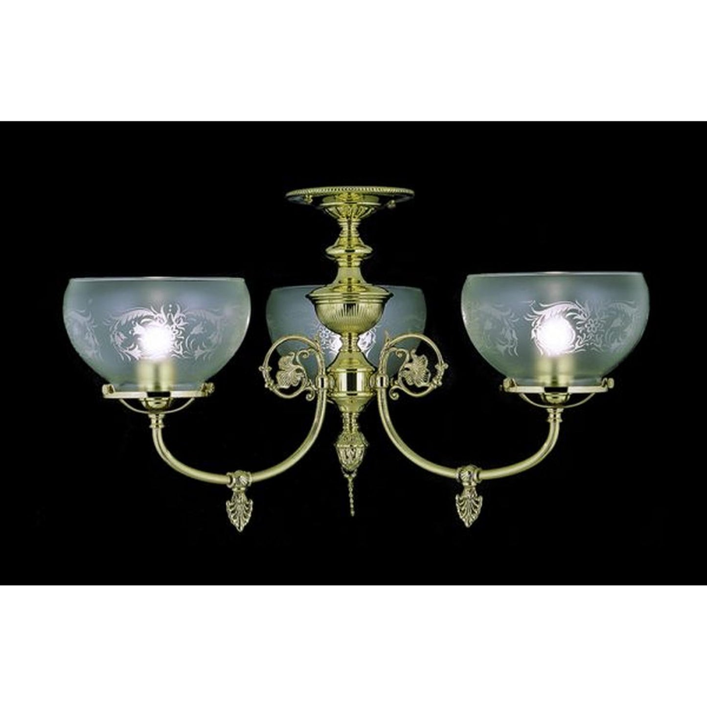 3-Light Polished Brass Chancery Flush / Semi-Flush Mount - 7523 PB by Framburg