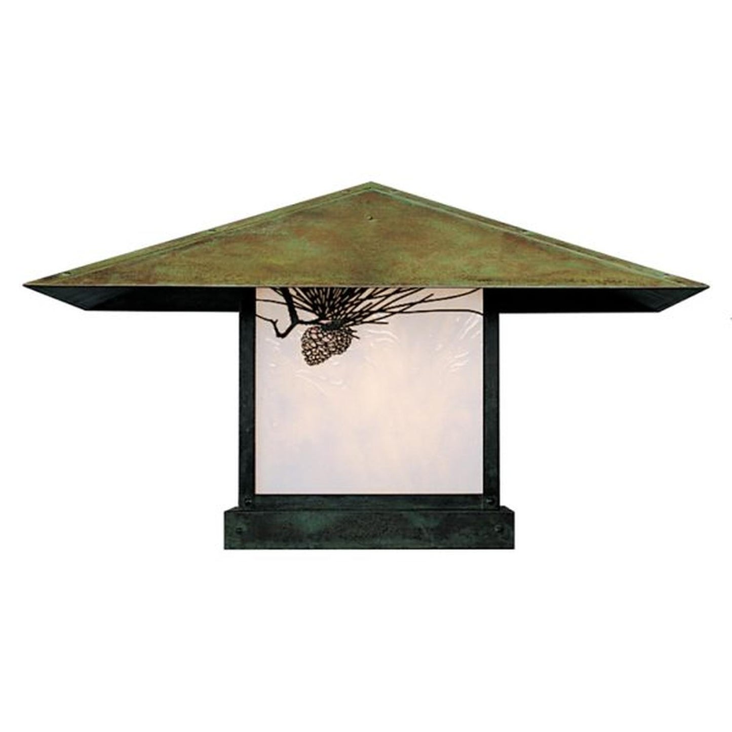 30″ Monterey Column Mount With Pine Needle Filigree - MC-30PFWO-VP - Verdigris Patina by Arroyo Craftsman