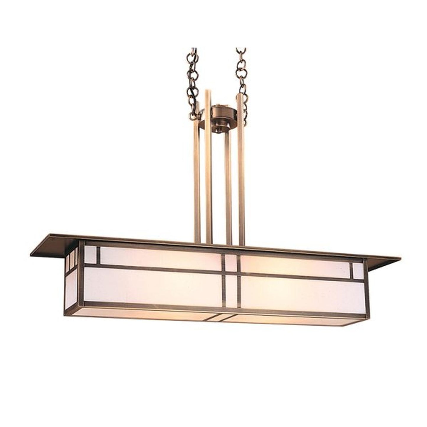 35″ Huntington Mini-Island Pendant With Double T-Bar Overlay - HCM-35DTWO-AB - Antique Brass by Arroyo Craftsman