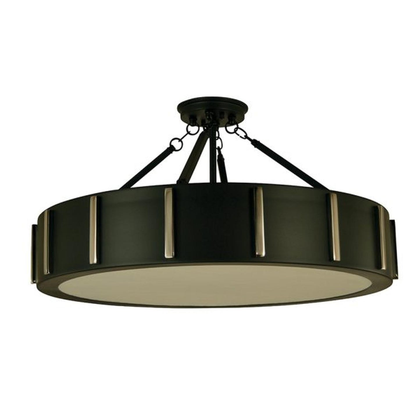 4-Light 23″ Matte Black/Polished Nickel Pantheon Flush Mount - 4596 MBLACK/PN by Framburg