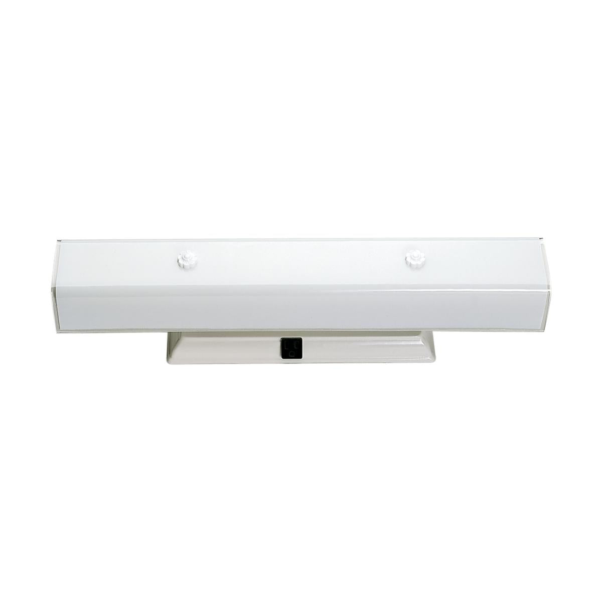 4 Light - 24" Vanity with White "U" Channel Glass with Convenience Outlet - White Finish - Satco SF77-991