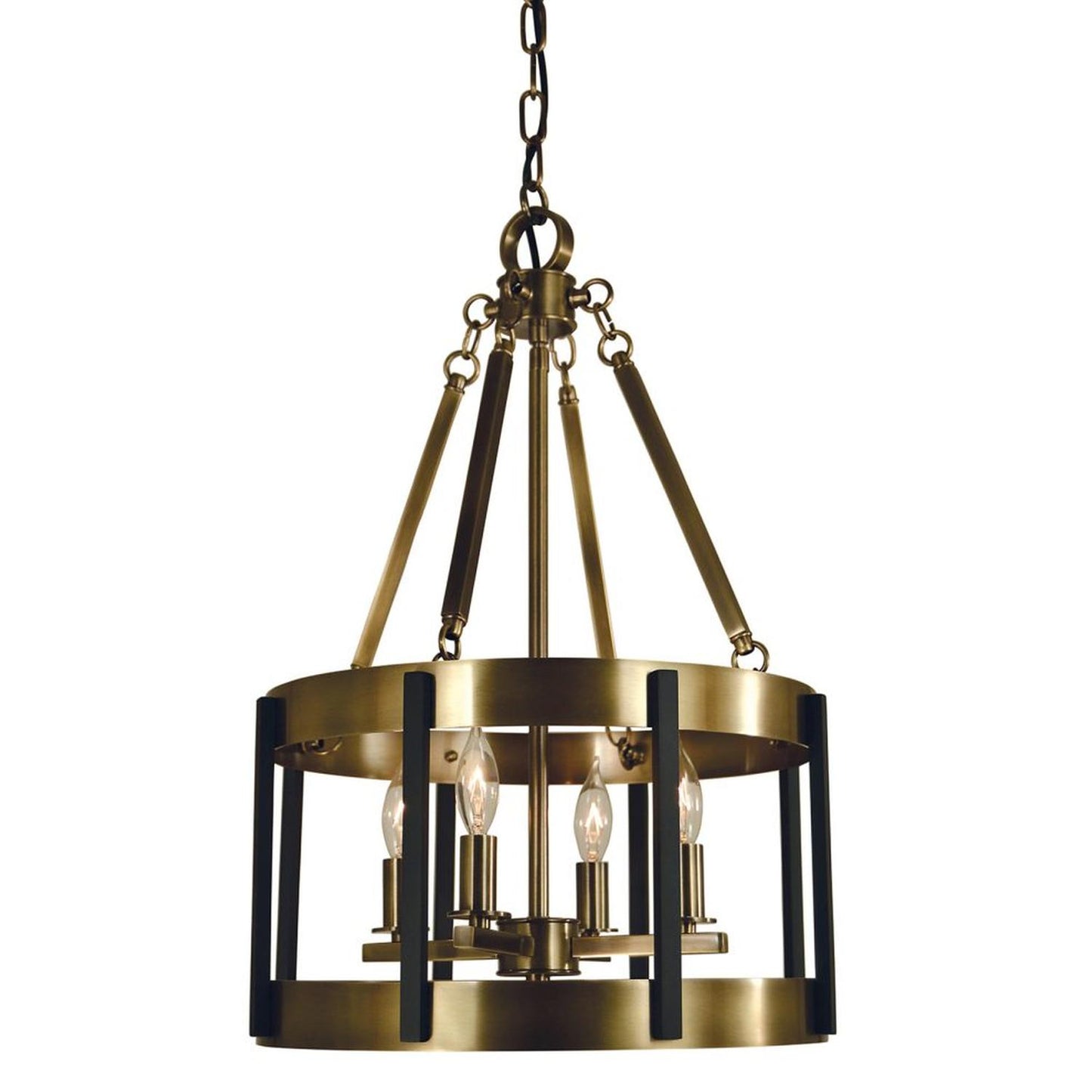 4-Light Antique Brass/Matte Black Pantheon Pendant - 4664 AB/MBLACK by Framburg