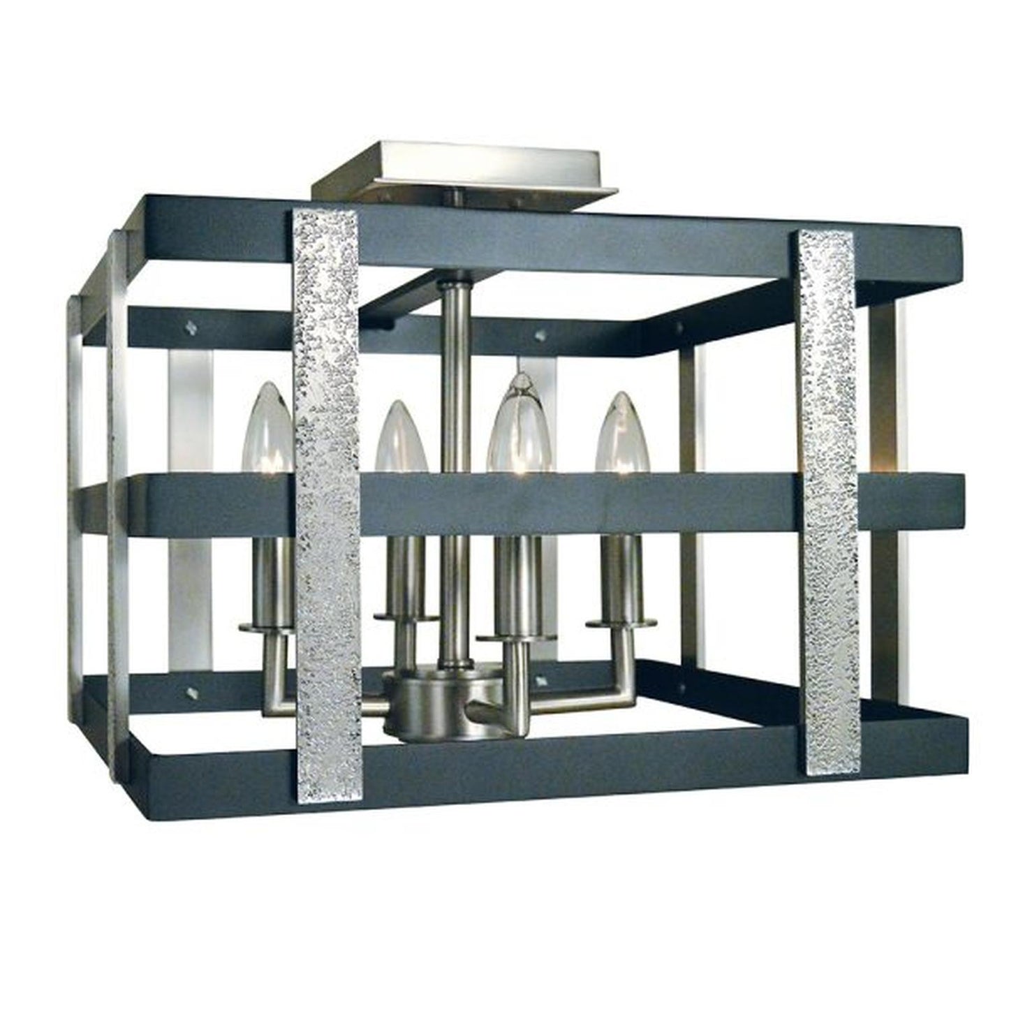 4-Light Brushed Nickel/Matte Black Montreaux Semi-Flush - L1031 BN/MBLACK by Framburg