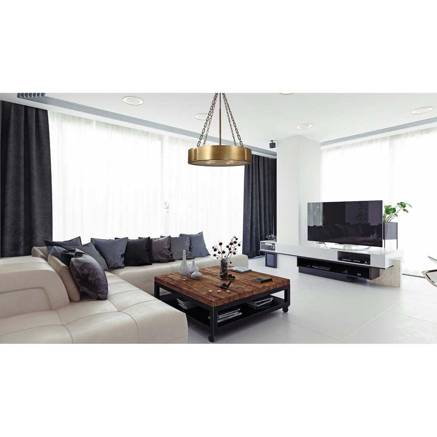 4-Light Harvest Bronze/Polished Brass Oracle Dining Chandelier - 2418 HB/PB by Framburg