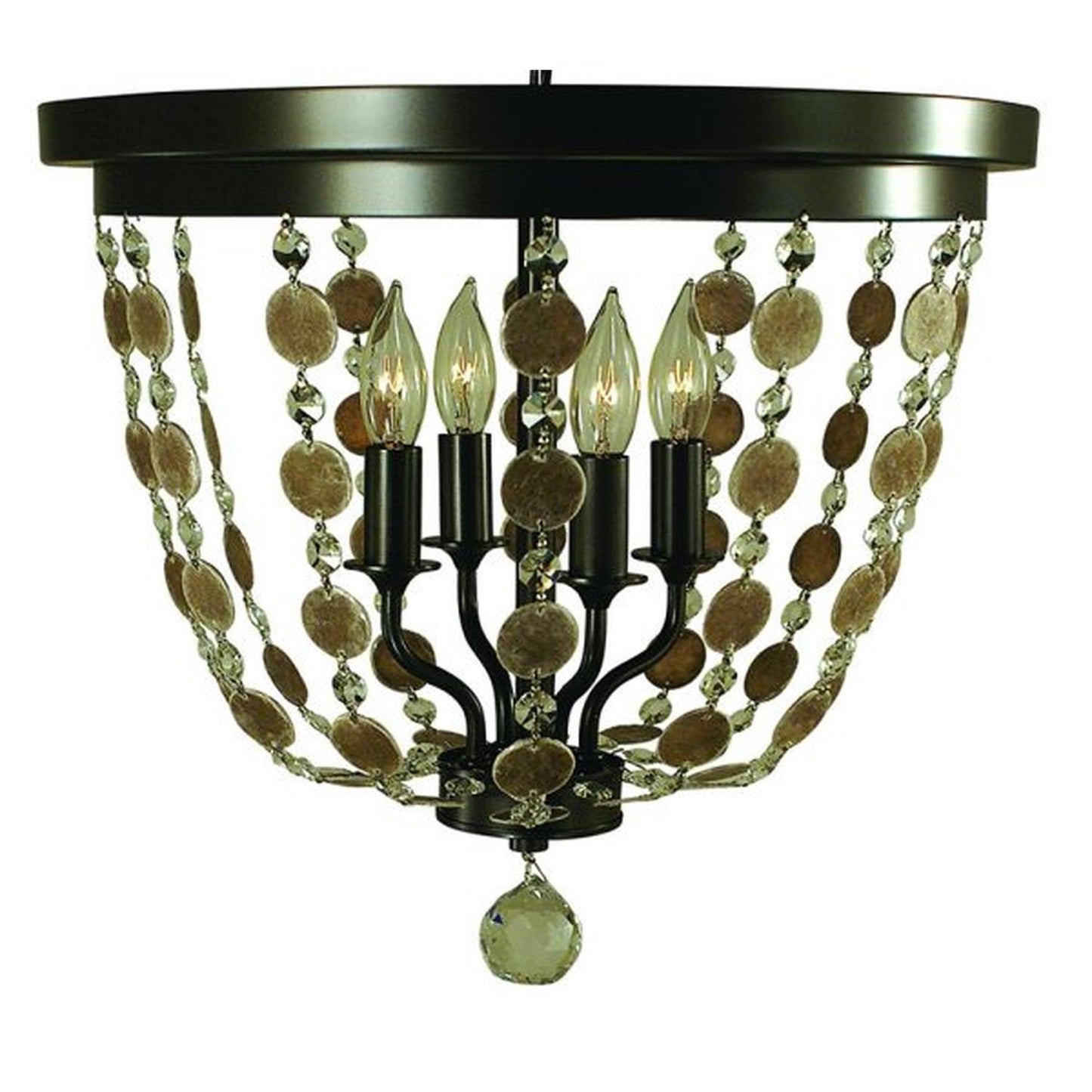 4-Light Mahogany Brass Naomi Flush Mount - 4481 MB by Framburg