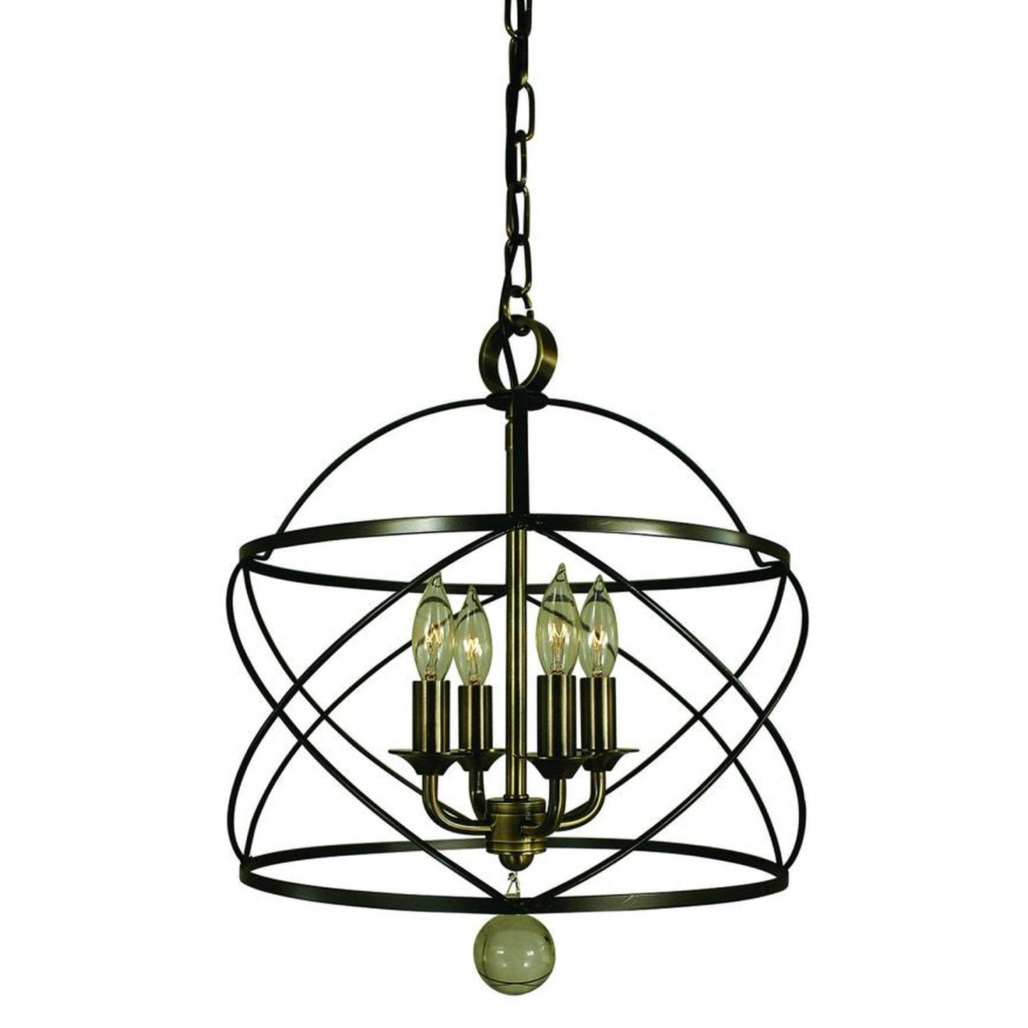 4-Light Mahogany Bronze/Antique Brass Nantucket Dinette Chandelier - 4414 MB/AB by Framburg