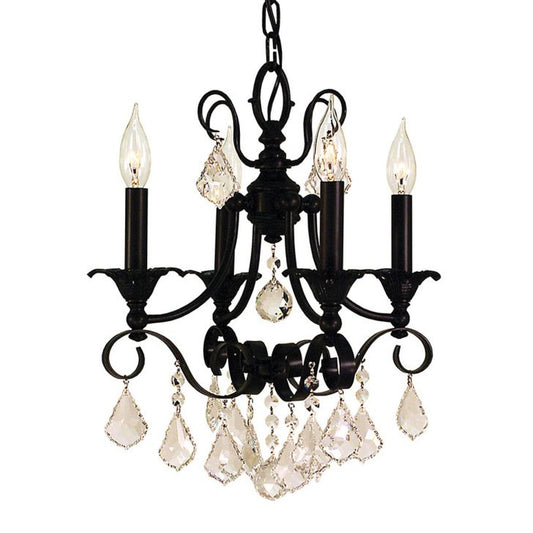 4-Light Matte Black Liebestraum Dinette Chandelier - 2974 MBLACK by Framburg