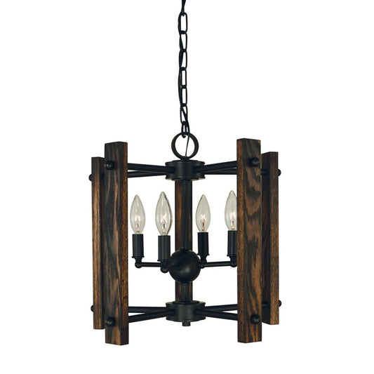 4-Light Matte Black Modern Farmhouse Dual Mount Chandelier - 5400 MBLACK by Framburg