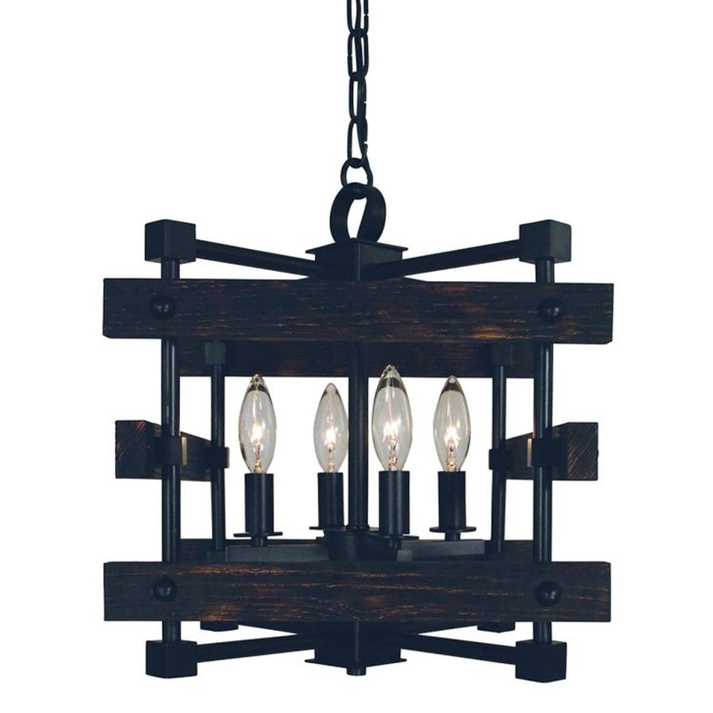 4-Light Matte Black Rustic Chic Dual Mount Chandelier - 5270 MBLACK by Framburg