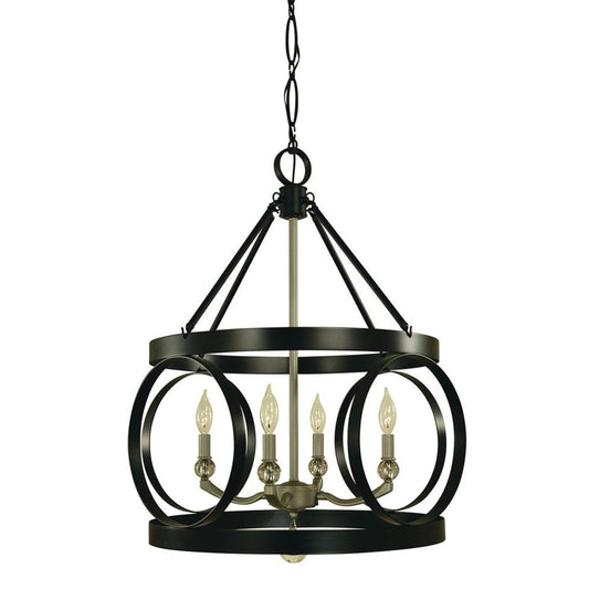 4-Light Matte Black/Satin Pewter Amelia Dining Chandelier - 5704 MBLACK/SP by Framburg