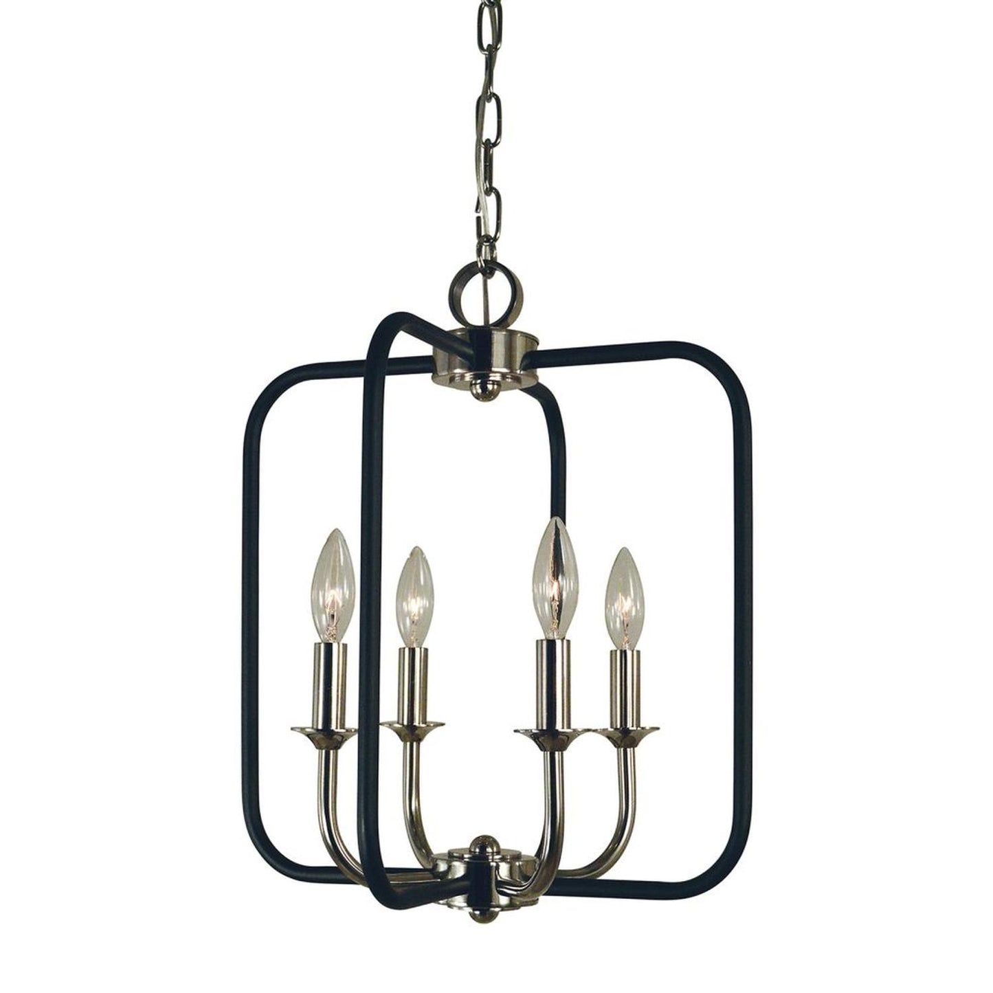 4-Light Polished Nickel/Matte Black Boulevard Dinette Chandelier - 4914 PN/MBLACK by Framburg