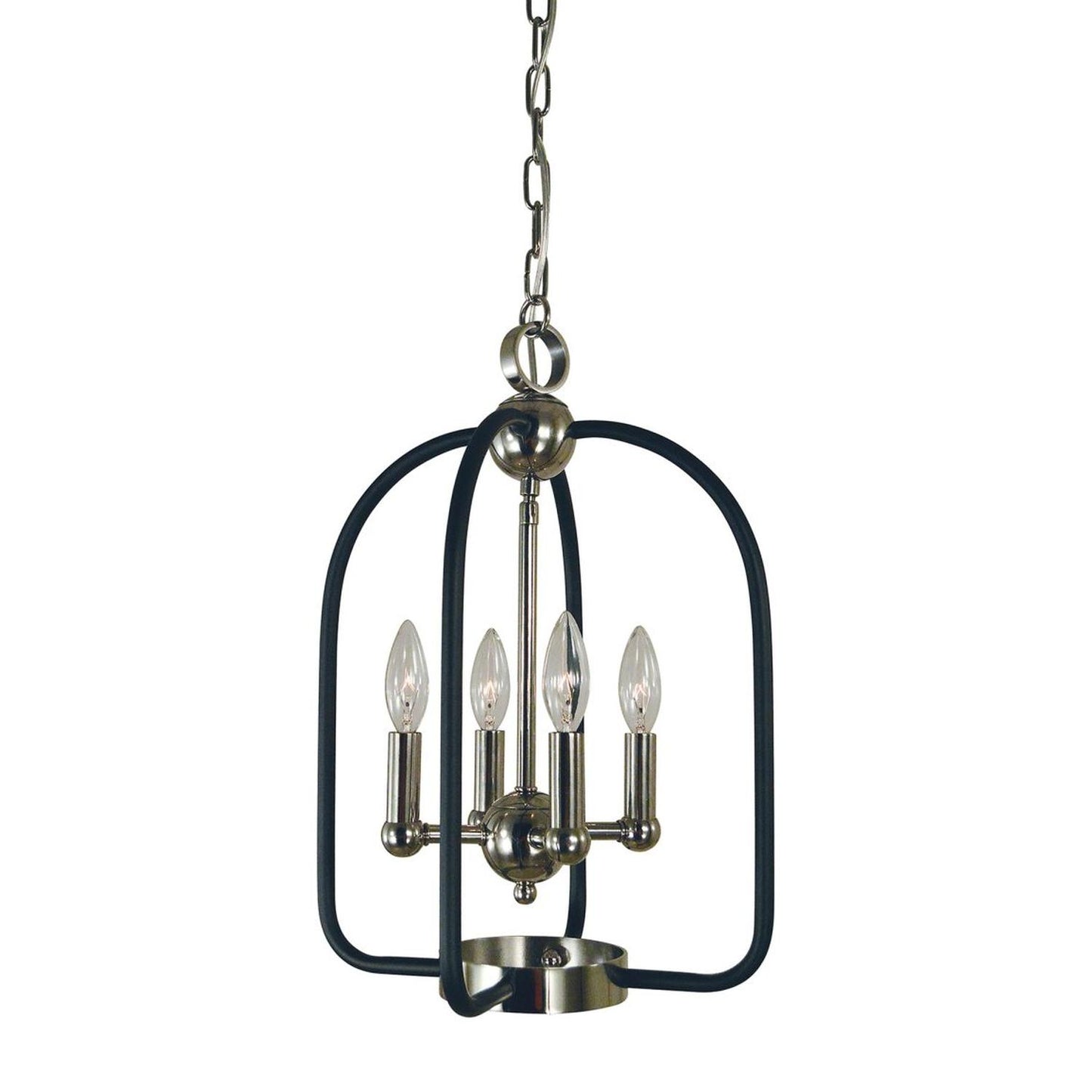 4-Light Polished Nickel/Matte Black Boulevard Dinette Chandelier - 4934 PN/MBLACK by Framburg