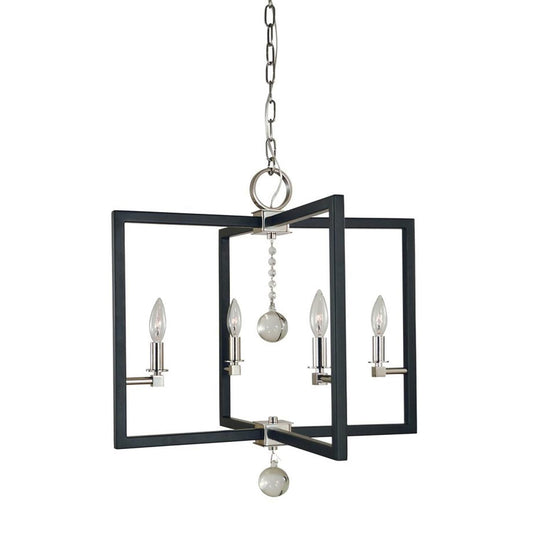 4-Light Polished Nickel/Matte Black Minimalist Elegant Dining Chandelier - 5364 PN/MBLACK by Framburg