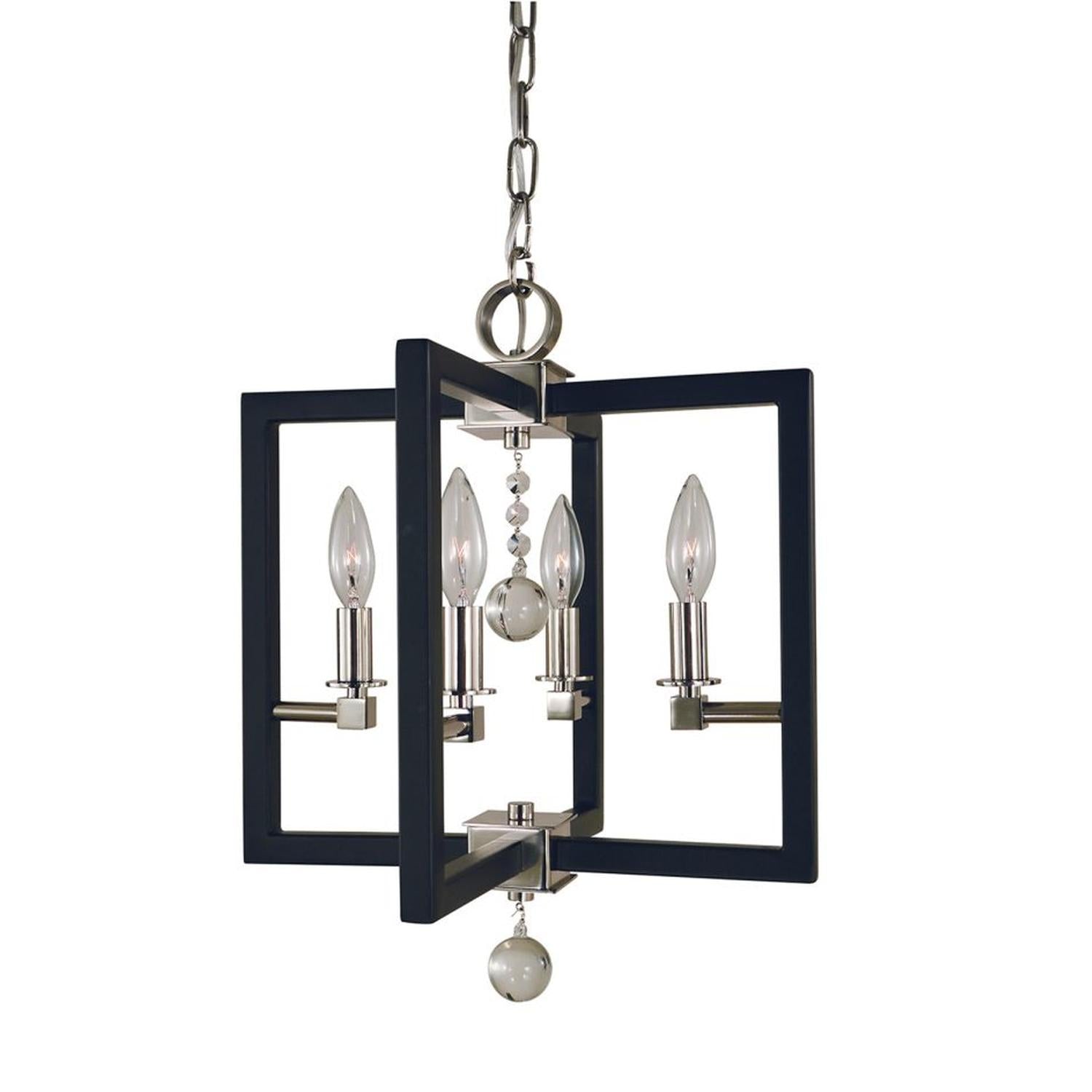4-Light Polished Nickel/Matte Black Minimalist Elegant Dual Mount Chandelier - 5362 PN/MBLACK by Framburg