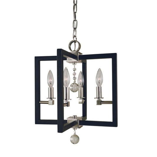 4-Light Polished Nickel/Matte Black Minimalist Elegant Dual Mount Chandelier - 5362 PN/MBLACK by Framburg