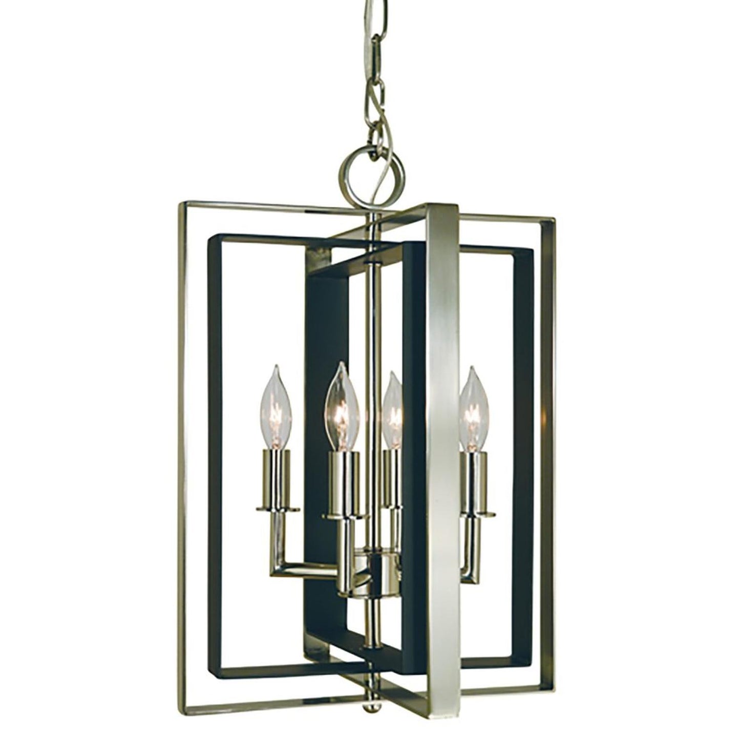 4-Light Polished Nickel/Matte Black Symmetry Dinette Chandelier - 4860 PN/MBLACK by Framburg