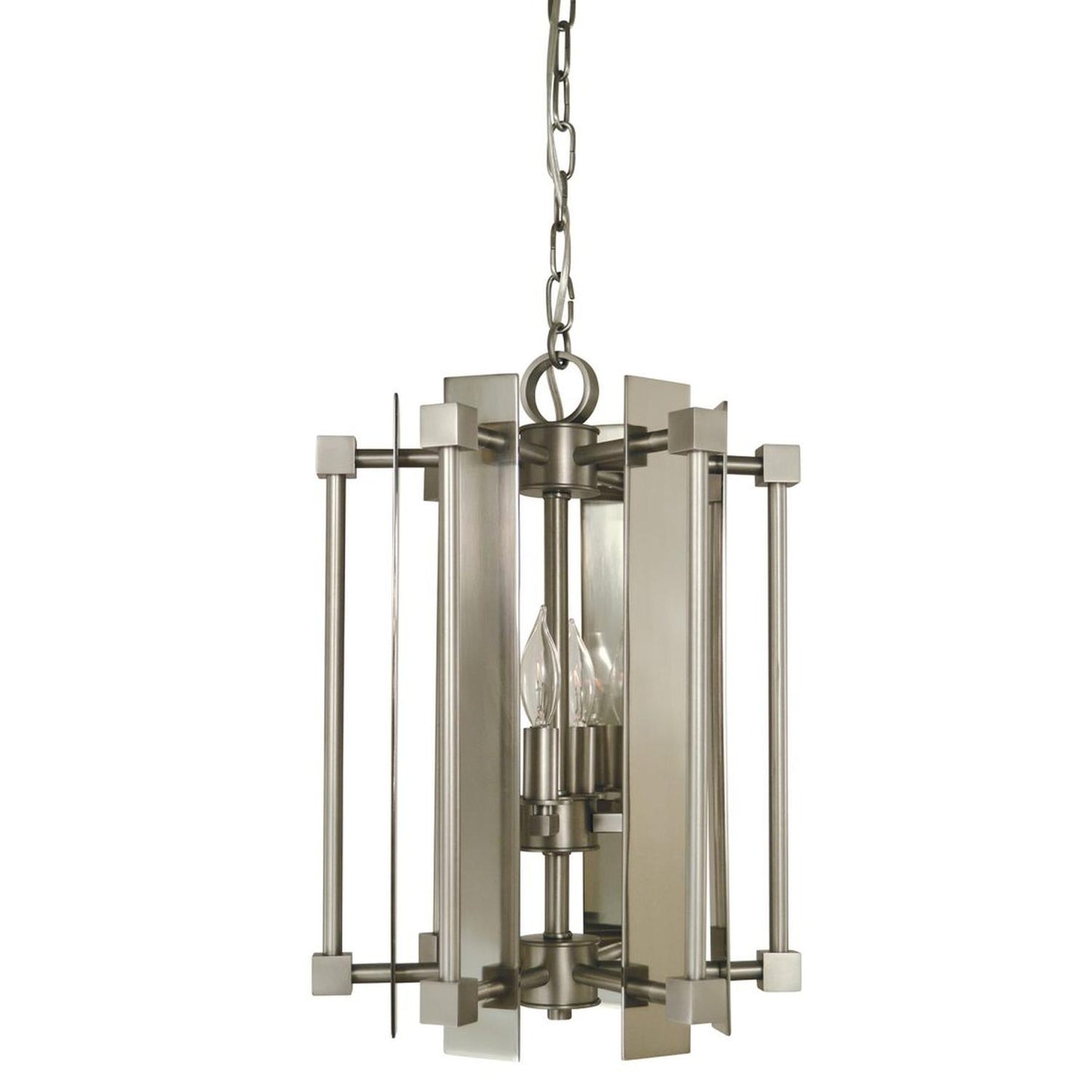 4-Light Satin Pewter/Polished Nickel Louvre Chandelier - 4804 SP/PN by Framburg