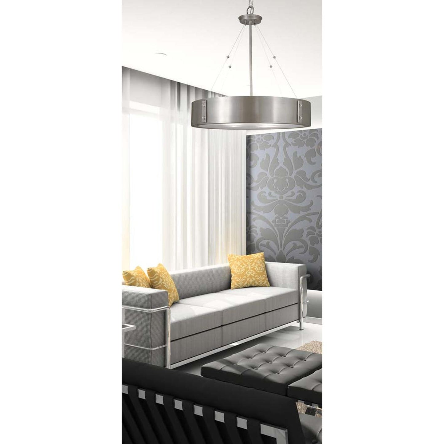 4-Light Satin Pewter/Polished Nickel Oracle Dining Chandelier - 5395 SP/PN by Framburg