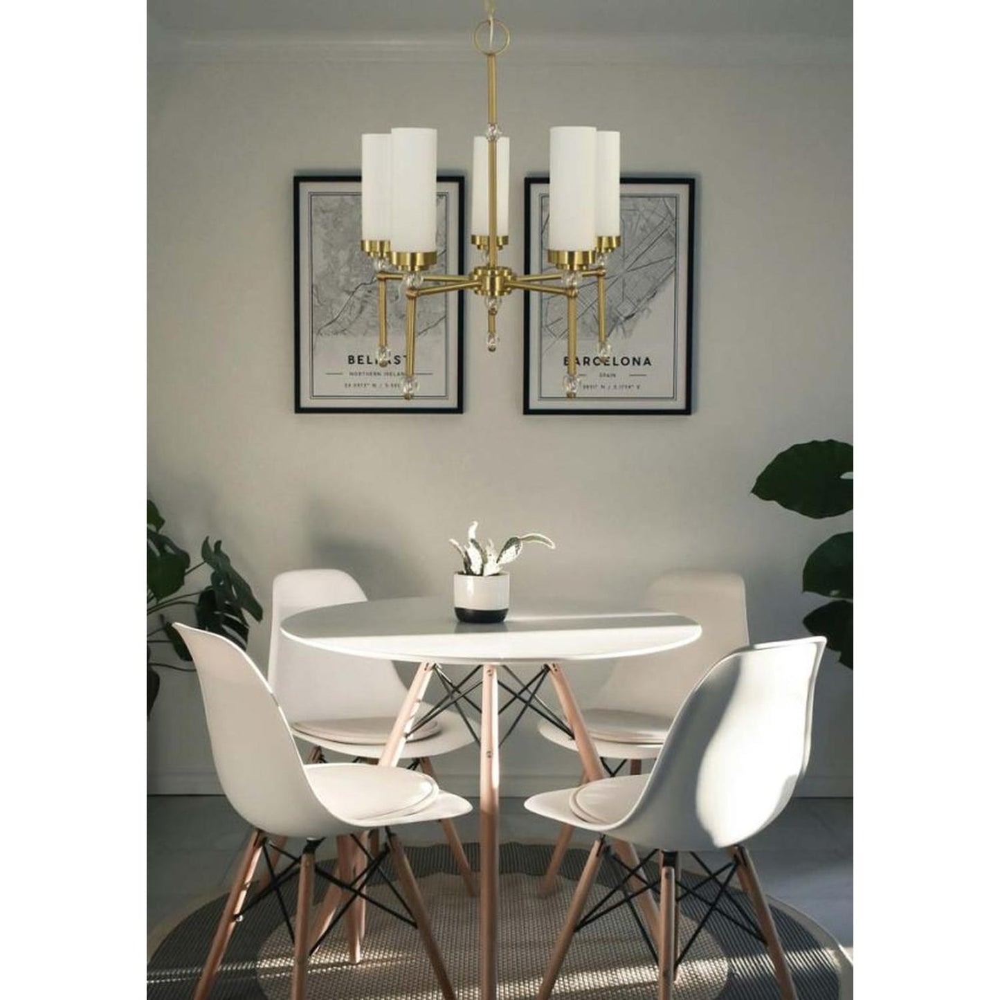5-Light Brushed Brass Emily Dining Chandelier - 5885 BR by Framburg