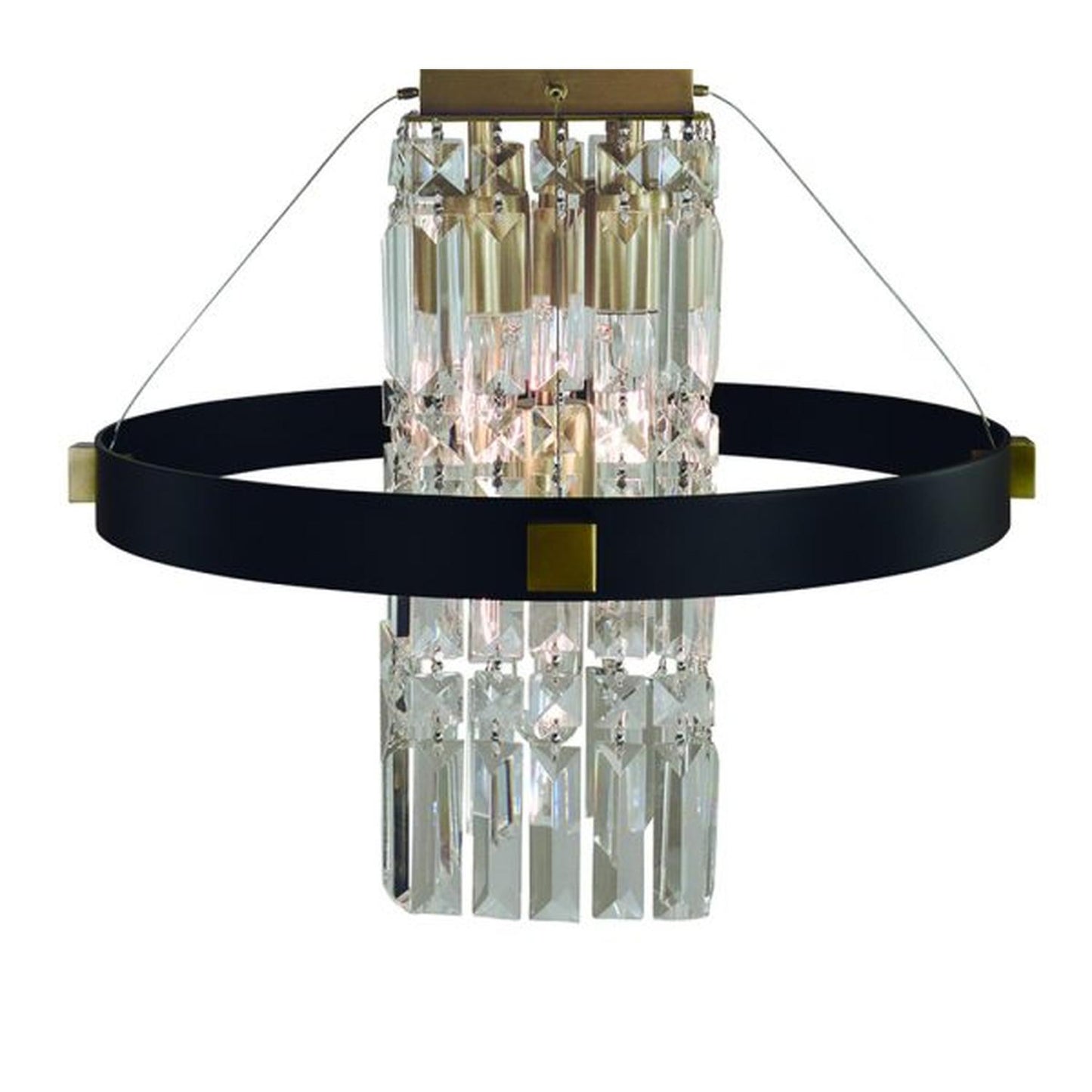 5-Light Brushed Brass With Matte Black Iris Flush Mount Chandelier - 5732 BR/MBLACK by Framburg