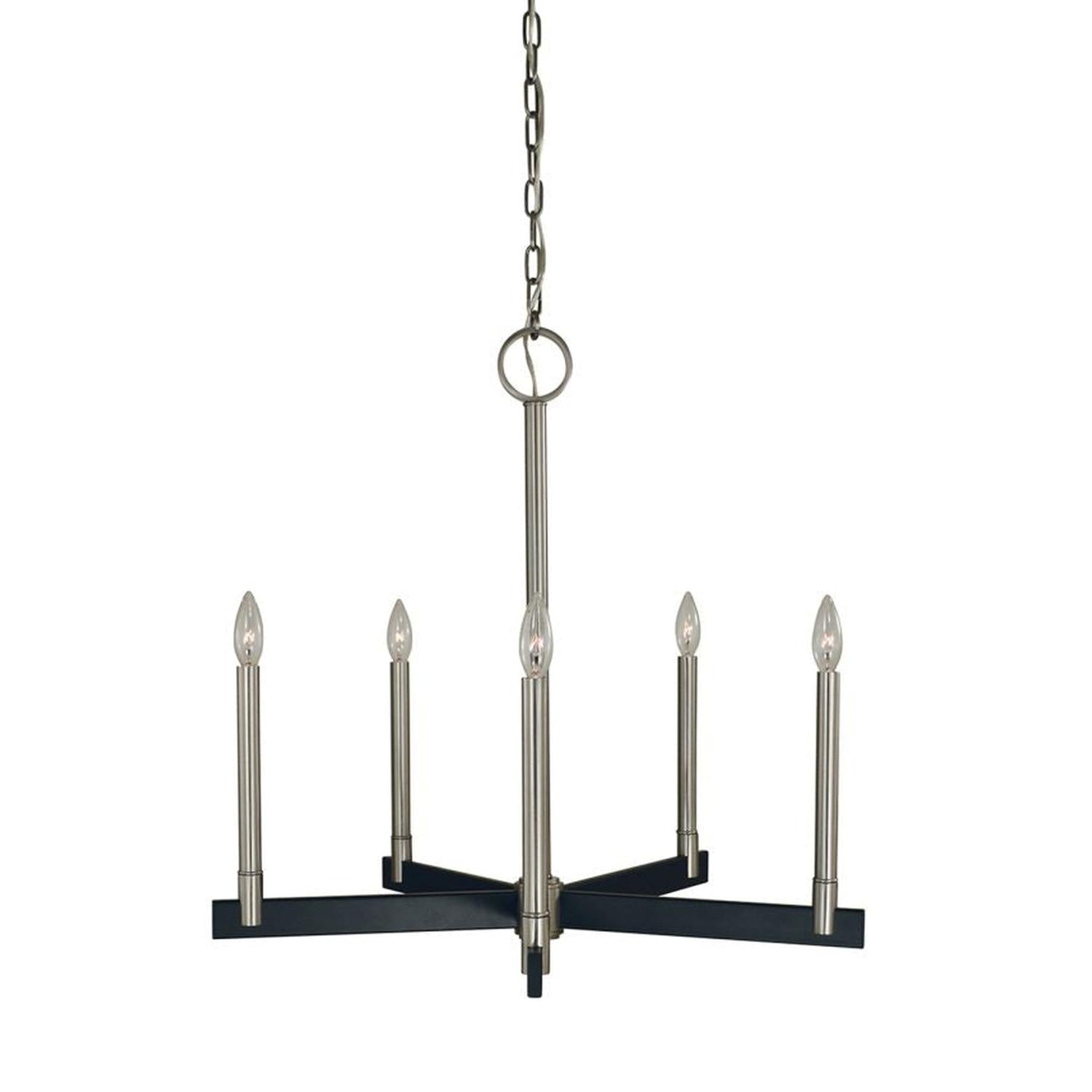 5-Light Brushed Nickel/Matte Black Jessica Dining Chandelier - 5355 BN/MBLACK by Framburg