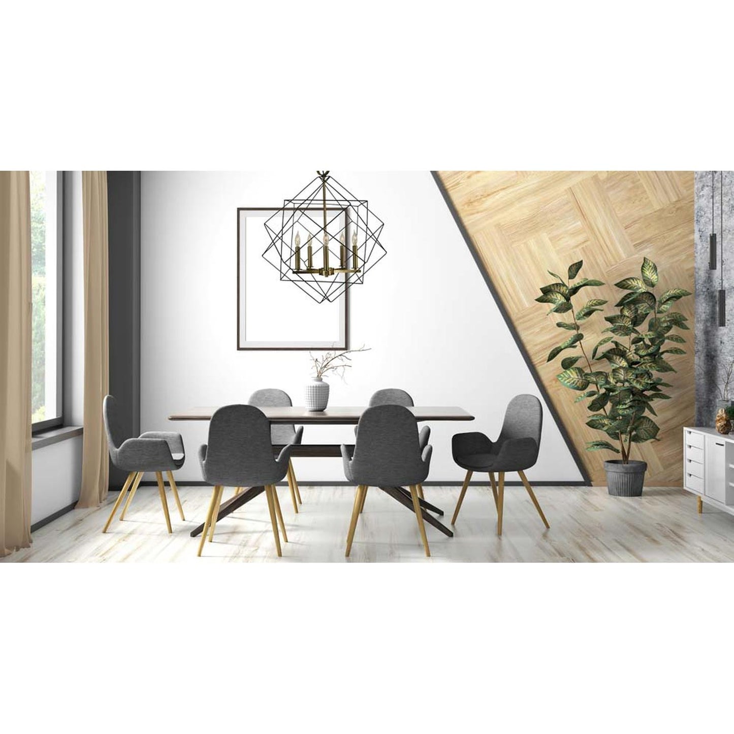 5-Light Mahogany Bronze/Antique Brass Etoile Chandelier - 4705 MB/AB by Framburg