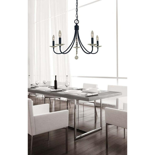 5-Light Matte Black Ashley Dining Chandelier - L1165 MBLACK by Framburg