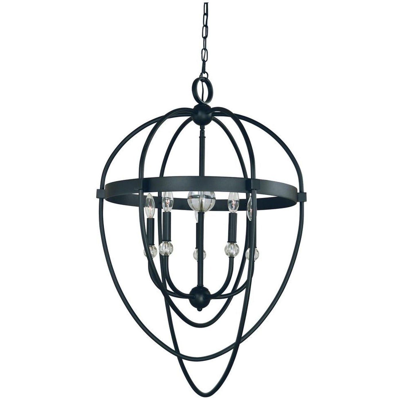 5-Light Matte Black Aurora Dining Chandelier - L1152 MBLACK by Framburg