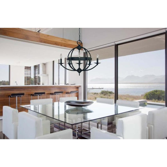 5-Light Matte Black Aurora Dining Chandelier - L1155 MBLACK by Framburg