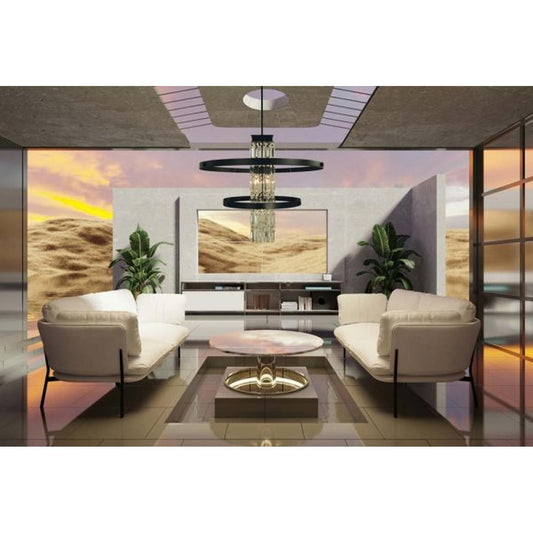 5-Light Matte Black Foyer Iris Chandelier - 5738 MBLACK by Framburg