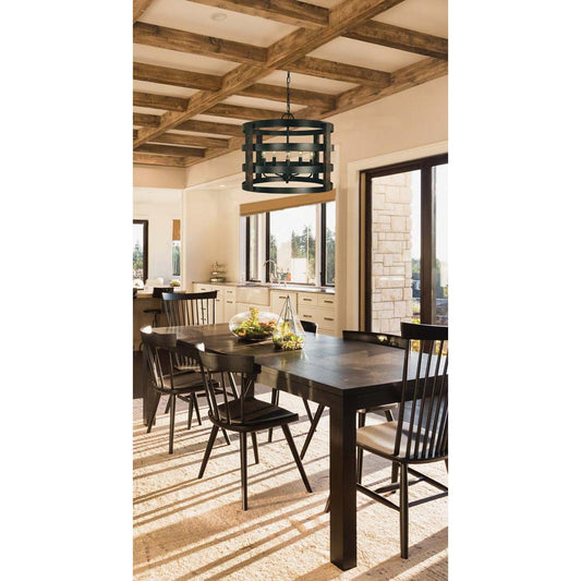 5-Light Matte Black Homestead Dining Chandelier - L1005 MBLACK by Framburg