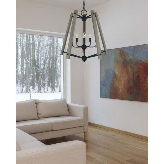 5-Light Matte Black Meredith Dining Chandelier - L1137 MBLACK by Framburg