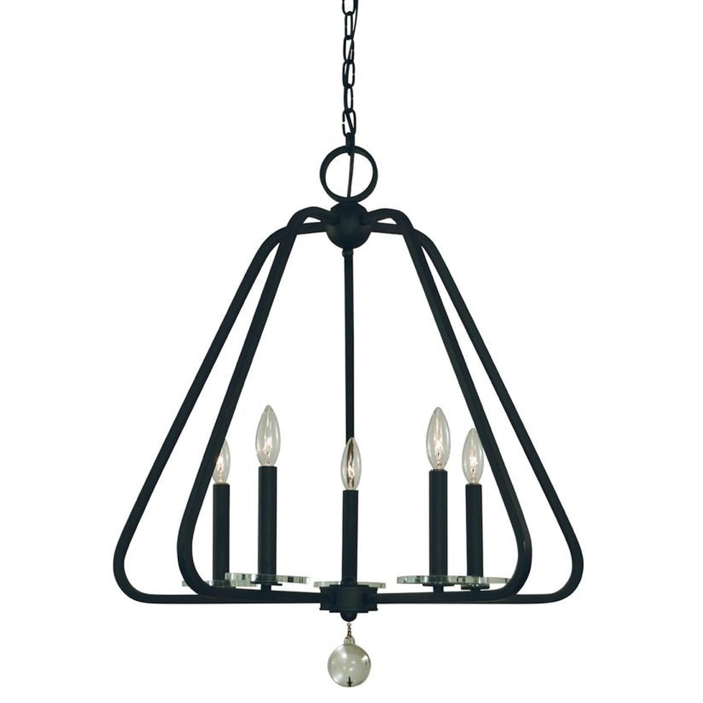 5-Light Matte Black Triangulum Dining Chandelier - 5515 MBLACK by Framburg